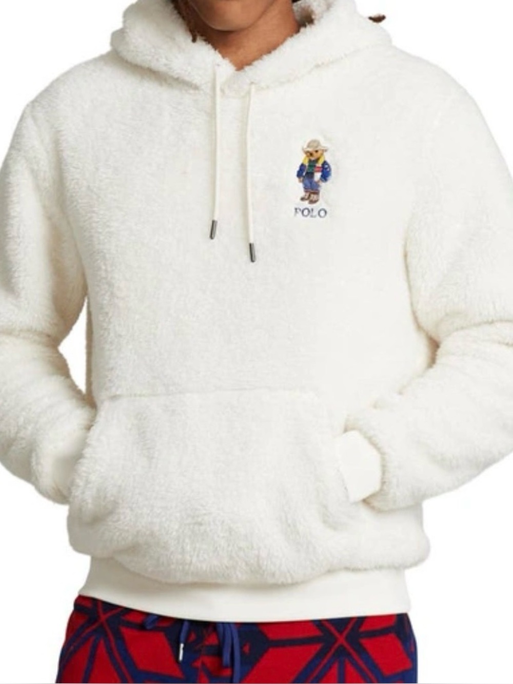 Polo Ralph Lauren Cowboy Bear Cream High Pile Fleece Pullover Hoodie